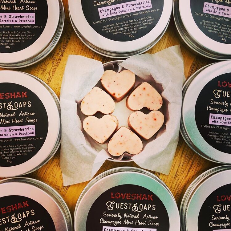 Champagne & Strawberry Mini Heart Guest Soaps in Tin-Every Sunday