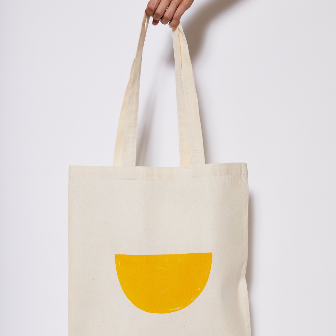 Reusable Calico Tote Bag - Turmeric half moon-Every Sunday